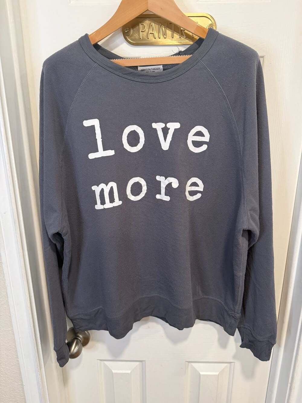 Grayson Threads Love More Sweatshirt Womens XL Gray Graphic Crewneck Pullover